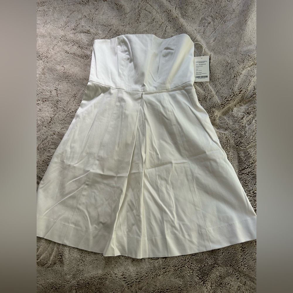 White strapless A line dress